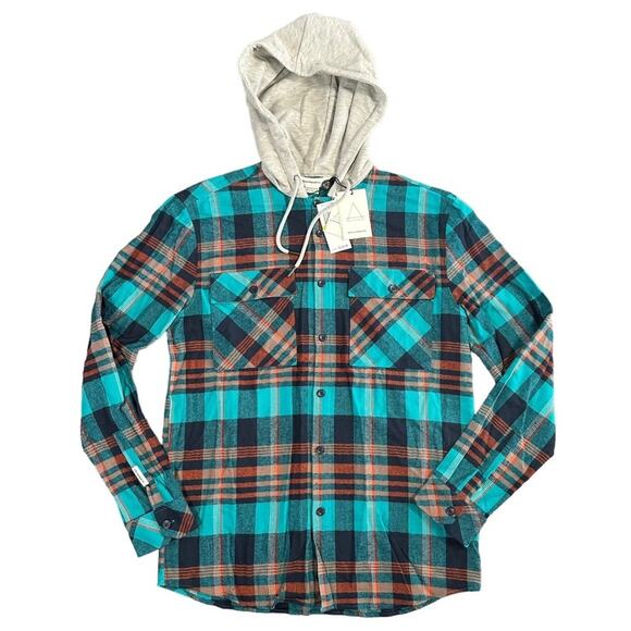 Eleven Paris Men's Hooded Plaid Shirt Jacket Size S - Picture 2 of 8